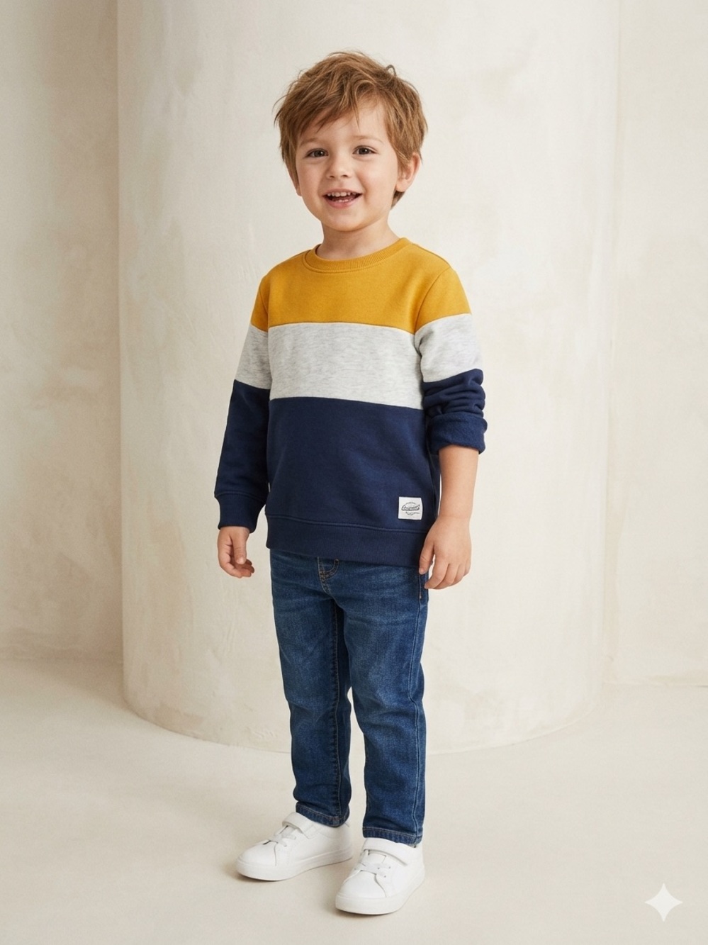 EUC H&M Yellow, Gray, and Blue Kids Sweatshirt 2-4 YRS